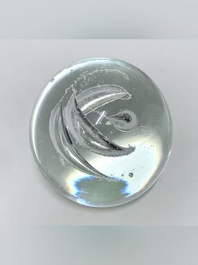 Vintage Murano Style Double Helix Swirl Controlled Bubble Art Glass Paperweight